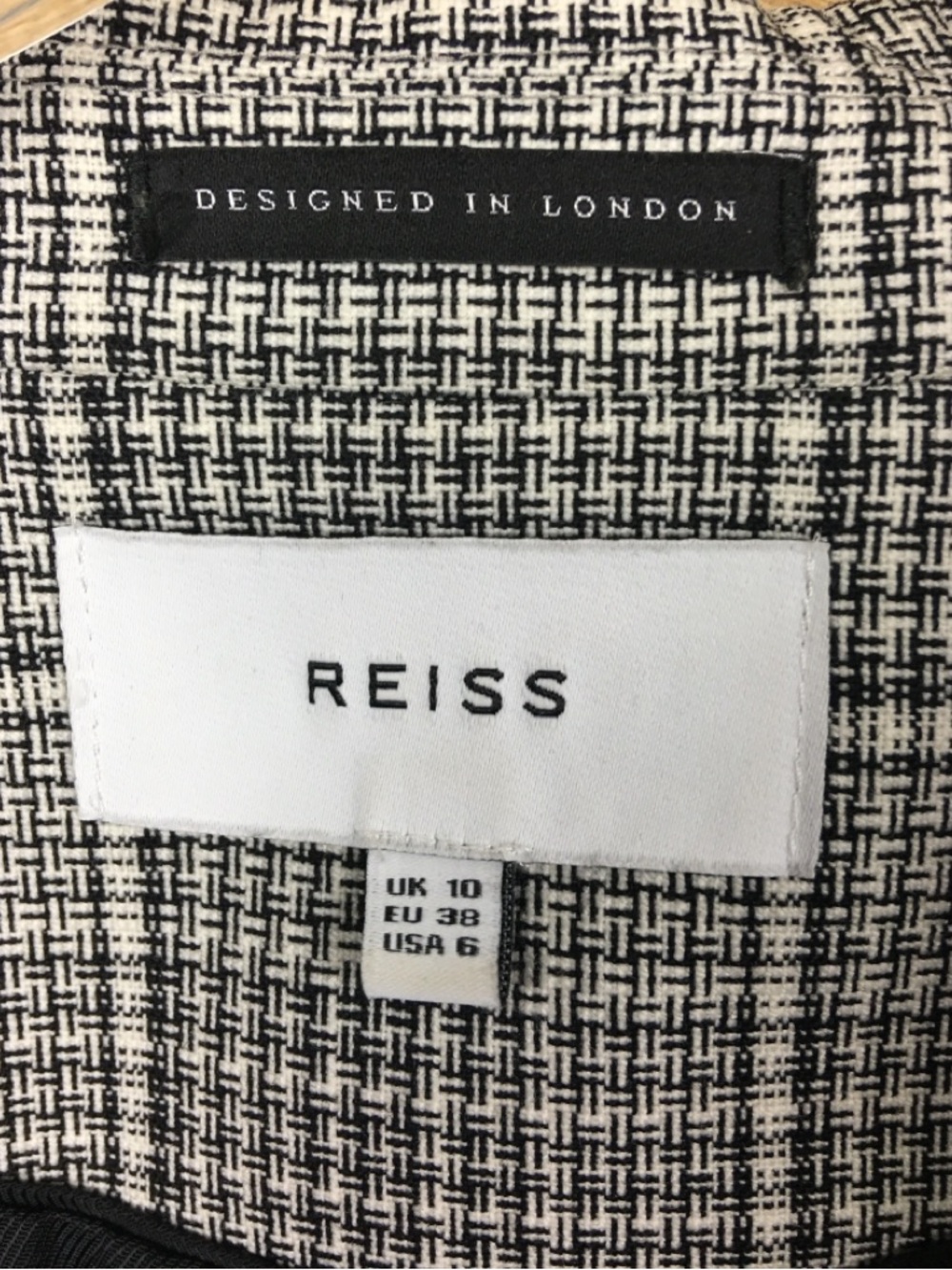 REISS Alenna Single-Breasted Prince of Wales Check Suit Blazer in Grey Size US 6 - Picture 12 of 13